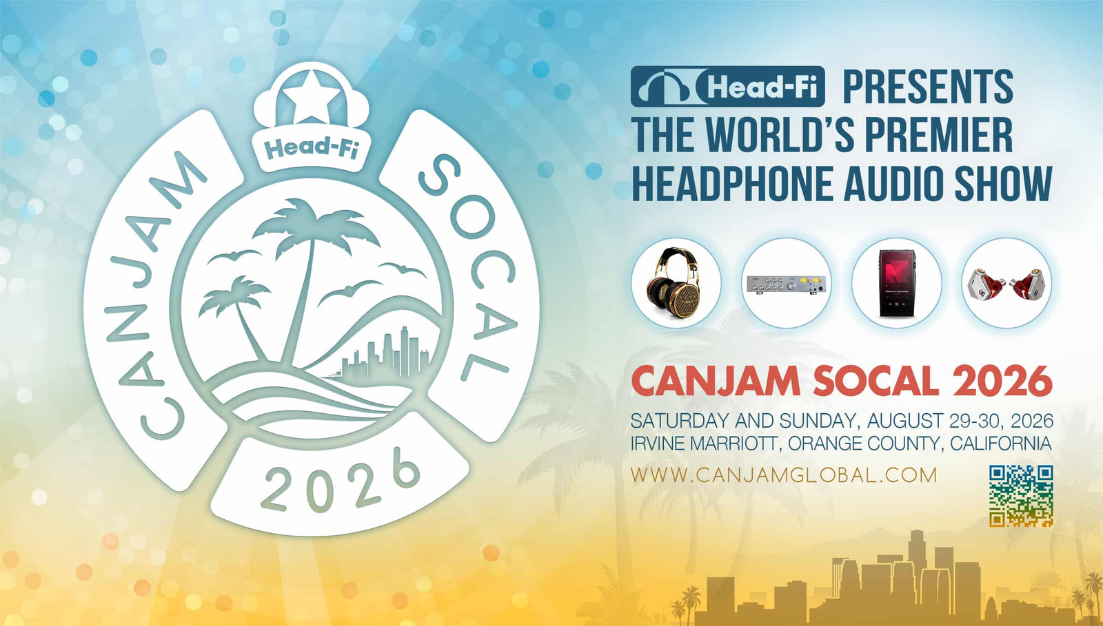 Promotional graphic for CANJAM SOCAL 2026 featuring Head-Fi branding and event details.
