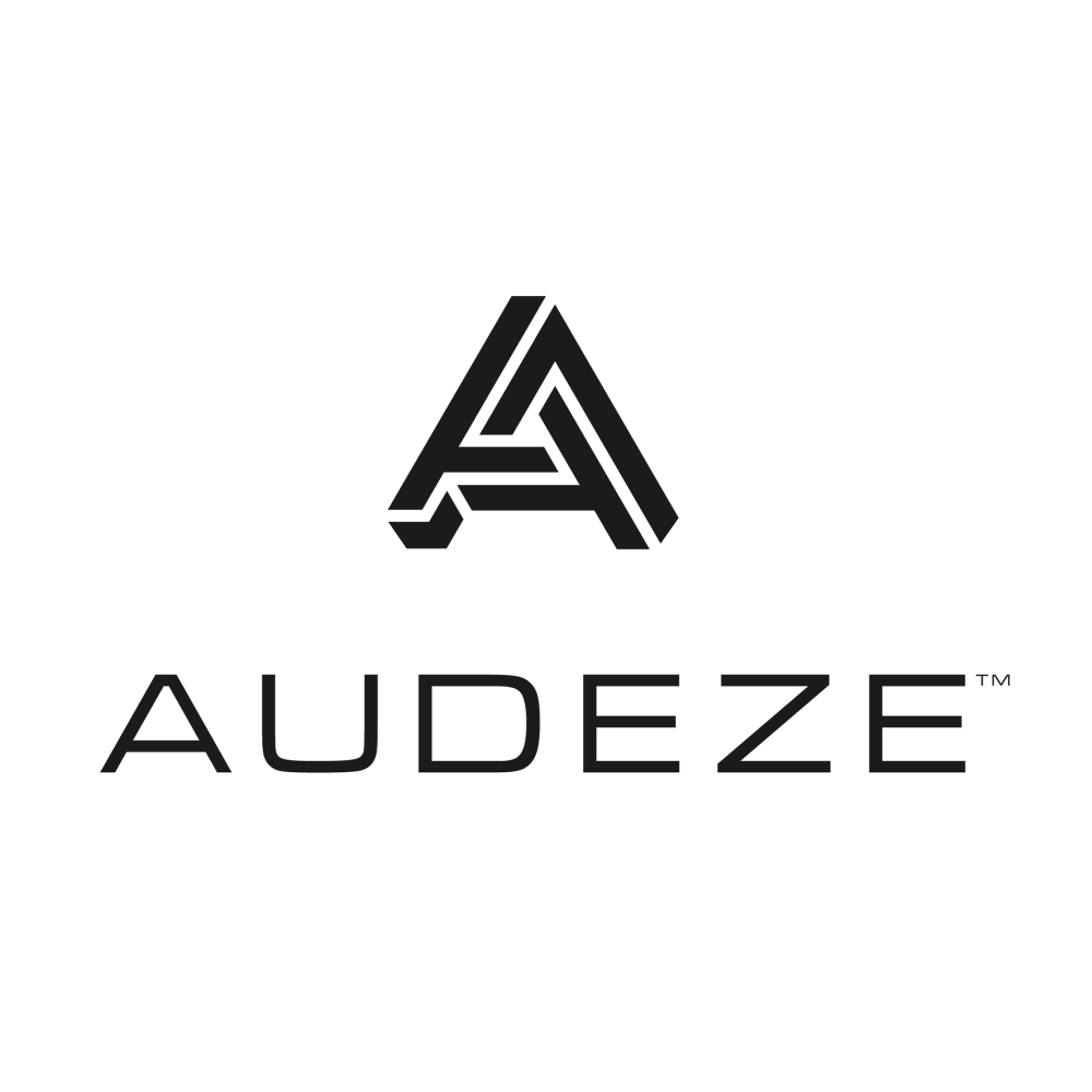 Audeze logo in sleek black design, representing premium audio technology and modern style.