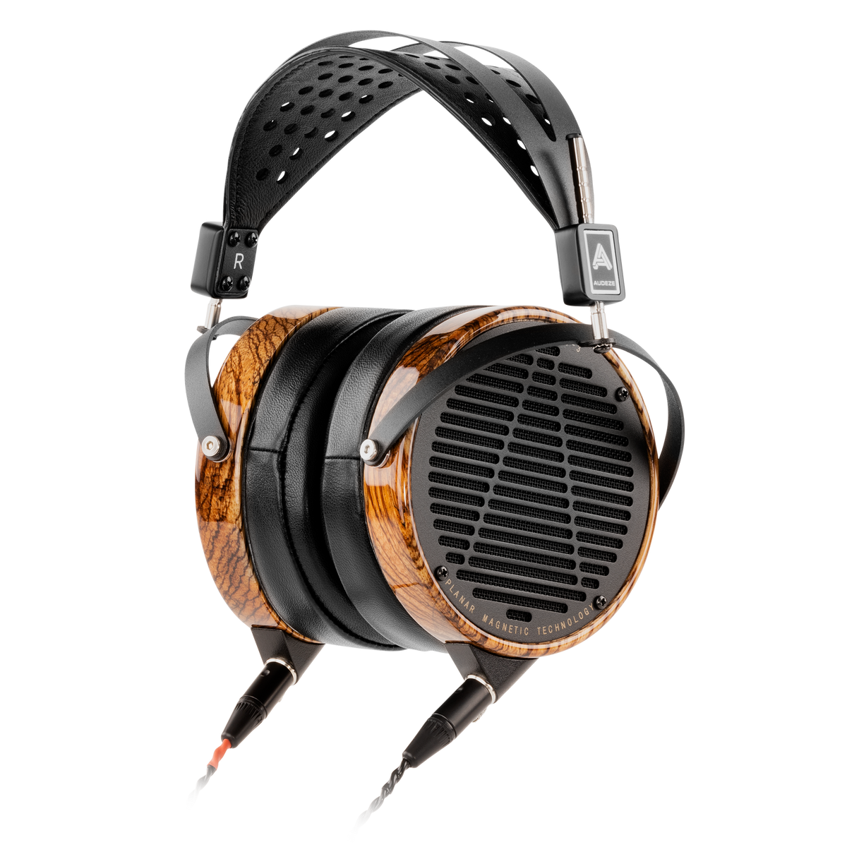 Stylish black and wood headphones with magnetic technology for audiophile sound quality.